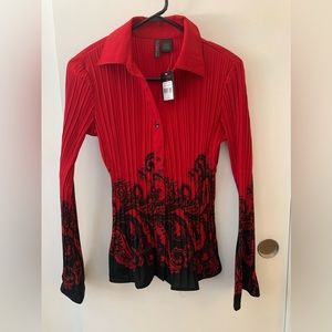 NWT Bealls red & black blouse petite small